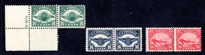 US 1923 AIR MAILS SCOTT #4-6 IN PAIRS MINT NEVER HINGED - Picture 1 of 2