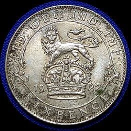 Great Britain 1922, 6 pence, old world silver coin HIGH grade #4475 - Image 1 of 2