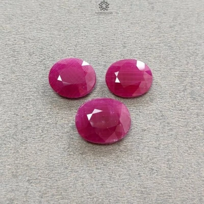 23.30cts Natural Unheated Red Ruby Oval Shape Gemstone 13.5*11.5mm - 15*12mm 3pc - Image 1 of 4