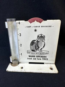 Vintage WARDS RIVERSIDE TRUCK AND FARM TIRES RAIN  GAUGE and RECORDER sign - Picture 1 of 2