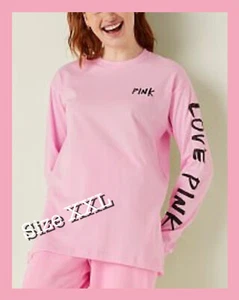 CAMISETA CAMPUS Victoria’s Secret Rosa XXL Manga Larga Rosa con Logotipo Negro Escritura 2X - Imagen 1 de 6