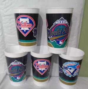 (5) 1993 World Series - Philadelphia Phillies - Toronto Blue Jays Souvenir Cups - Picture 1 of 1