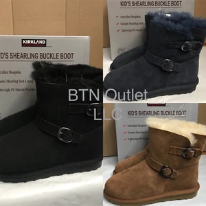 Kirkland Signature (Talla 1) Niños Niñas Botas Hebilla de Oveja Cálidas Gruesas, Castaño - Imagen 1 de 13