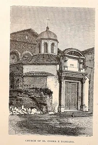 1875 ROMA = SS COSMA E DAMIANO = Piccola Stampa Antica = Old Antique Print - Bild 1 von 1