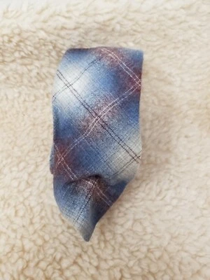 Corbata Pendleton 100 % lana virgen púrpura gris marrón a cuadros vintage Foto 1 de 4