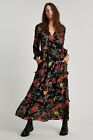 BNWT Joules Brooke Tiered Long Sleeve Frill Dress - Black Floral - Size 10