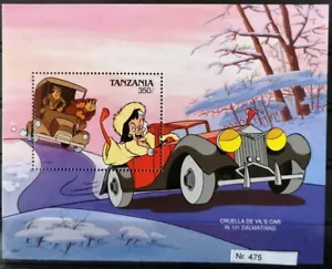 DD475 Tanzania MNH Disney Cartoni Animati Animazione 101 Dalmati Crudelia Cars - Foto 1 di 6