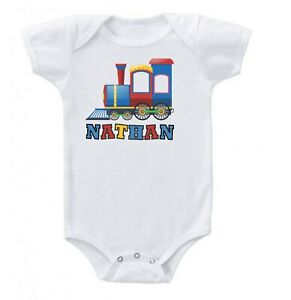 Personalized Train Baby Bodysuit  Short Sleeve For Newborn Infant up to13 LBS