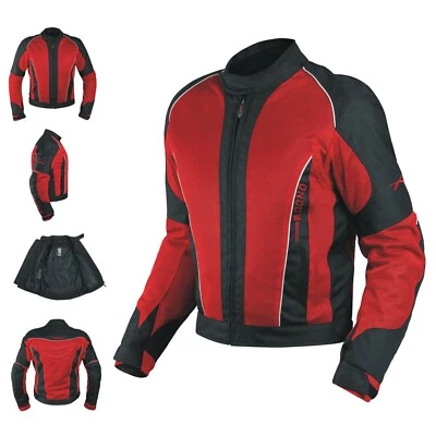 Textiljacke Atmungsaktiv Mesh Durchloechert Motorrad Touring Protektoren Rot - Bild 1 von 4