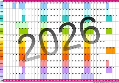 2026 YEAR WALL PLANNER Office Organiser Event Planner A3 A2 A1 A0  Jan - Dec - Image 1 of 4