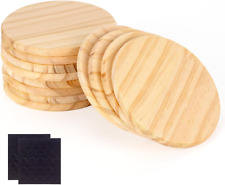 12PACK Unfinished Wood Coasters, 4 Inch round Blank Wooden Craft Coasters Wood S