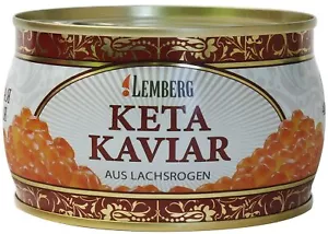 400g Keta Lachs Kaviar Fisch Rogen Wildfang USA Alaska Lemberg Dose Salmon Rot - Bild 1 von 4