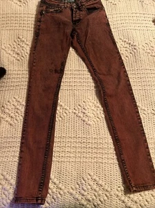 Social Collision Rude Jeans 26 X 32 Red/Pink Skinny Jean - Picture 1 of 10