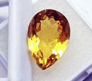 Natural Citrine 12.00 Ct Certified Pear Shape Loose Gemstone With Free Gift - Picture 1 of 7