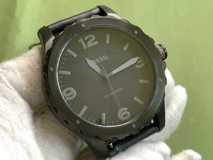 FOSSIL JR1458 Black Dial Black Leather Strap 10 ATM S/S QUARTZ MEN'S WRIST WATCH - Picture 1 of 18