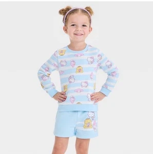 NWT New Hello Kitty & Friends Toddler Girls 2 pc Outfit Sweatshirt Shorts Sz 2T - Picture 1 of 4