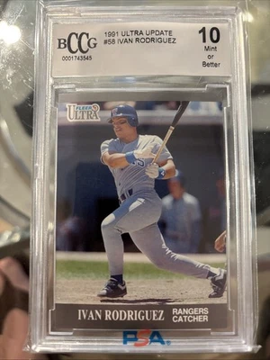 Ivan Rodriguez 1991 Fleer Ultra Update Rookie #U58 BCCG Graded 10 MINT+ - Image 1 of 2
