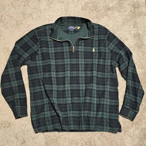 Ralph Lauren Langarm Pullover 1/4 Zip Flanell grün kariert Herren Gr. XLT - Bild 1 von 8
