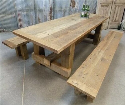 Mesa de 4 patas Amish Pine Harvest de 10', hecha a medida por encargo, mesa rústica de granja Foto 1 de 4