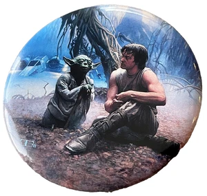 VTG STAR WARS Episode V Yoda Trains Luke Scene 2 1/2" Button Pinback Pin Badge - Picture 1 of 3