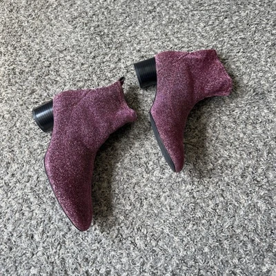 ZARA Calcetín Botas Rosa Brillo Brillante Metálico Tacón Tobillo Talla 39 EE. UU. 8 Foto 1 de 4