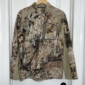 Cabela's Zonz Western Camo Lined Pullover Sweater Quarter Zip Medium - Picture 1 of 10