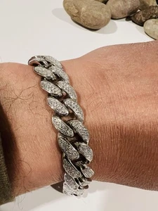925 Sterling Silber Miami Cuban Link Cz Armband 12,5 mm 8 1/2 - Bild 1 von 11