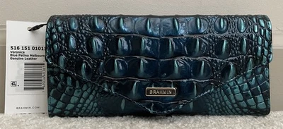 New Brahmin Melbourne VERONICA Trifold Envelope Leather Wallet BLUE PATINA NWT - Image 1 of 4