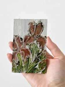 Original Floral Art Impressionist Irises Garden Painting Abstract Iris Flower - Picture 1 of 6