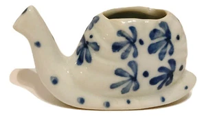 Handgefertigte blau & weiß Porzellan Blumen Schnecke kleiner Zahnstocher Halter 2" - Bild 1 von 4