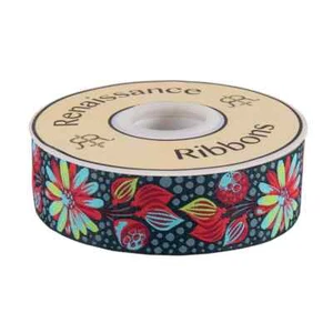 Tula Pink Vintage collection - Midnight Sprout - 1-1/2" woven jacquard ribbon - Bild 1 von 4