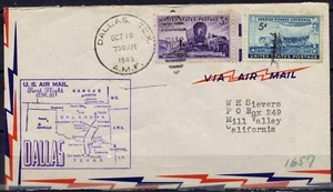 Cover First Flight United States, 1949. Dallas to Mill Valley. Dallas Area. - Picture 1 of 3