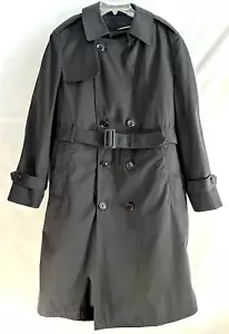 All Weather Trench Coat Army USA Garrison Coll Black Removable Lining Belt 40S - Picture 1 of 16
