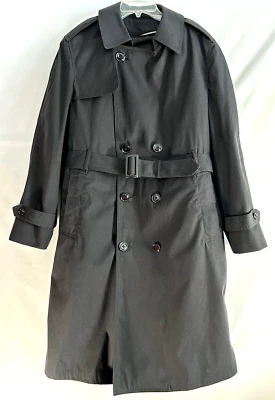 Abrigo Army Trench Todo Clima EE. UU. Garrison Coll Negro Forro Extraíble Cinturón 40S Foto 1 de 4