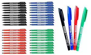 10 x FINE TIP Permanent Marker Pens BLACK BLUE RED GREEN CD DVD Pens Colour - Picture 1 of 22