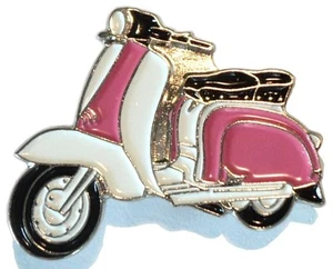 Pink & White Girls Scooter Female MOD Scooterist Bike Enamel Metal Pin Badge 2 - Picture 1 of 2