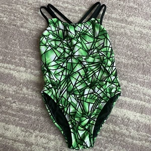 Traje de baño Dolphin diseño FRACTURA VERDE forrado completo de una pieza talla 26 usado en excelente estado - Imagen 1 de 11