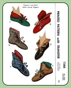 Misses SLIPPER Pattern 1566 Vtg 1956 Felt or Fabric Sizes 4.5-8.5 House Shoe - Picture 1 of 8