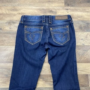 Rock Revival Sherry Straight Leg Damen Jeans 28 Gold Dicke Nähte Dunkel - Bild 1 von 15