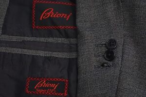 Brioni Traiano Black Gray Pindot S150s Wool Sport Coat Jackdt Sz 46R Made Italy 