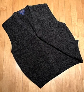 Vintage Pendleton Button Up Vest 100% Shetland Wool Men's Size Large Grey Knit - Picture 1 of 8