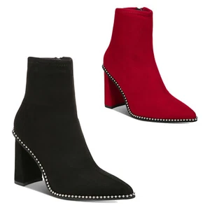 Women's Laynee Faux Suede Pointed Toe High Heel Dress Booties - Picture 1 of 7