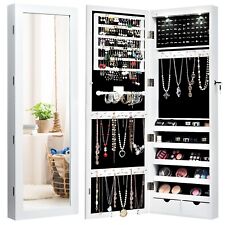 2 IN 1 Mirror Jewelry Cabinet Wall Mounted/Door Hanging Jewelry Armoire Storage