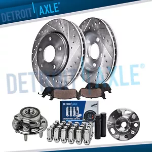 REAR Drilled Rotors Brake Pads Wheel Hubs +24pc Lug Nuts w/keys for Malibu Regal - Picture 1 of 7