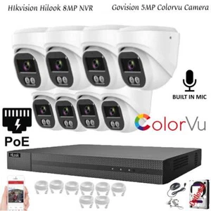 KIT DE CÁMARA DE AUDIO HIKVISION COLORVU POE CCTV IP 8MP NVR 5MP 24/7 COLORVU - Imagen 1 de 28