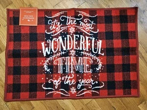 CHRISTMAS ACCENT RUG 19.7" X 28.7" 100% Nylon MOST WONDERFUL TIME OF THE YEAR - Picture 1 of 6