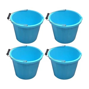 4 x 14L Builders Bucket With Handle & Pouring Lip Storage Trugs Sky Blue -UK - Picture 1 of 13