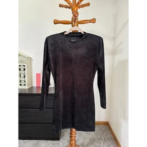 Cynthia Rowley Velour Shoulder Pad Dress Black Pullover S - Picture 1 of 6