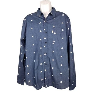 Walker Refinery Long Sleeve Blue Shirt With Moose Print Blue Size XL - Picture 1 of 7