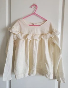 Gymboree Girl Ivory Cream Long Sleeves Ruffle Blouse Size L 10 - 12 - Picture 1 of 5